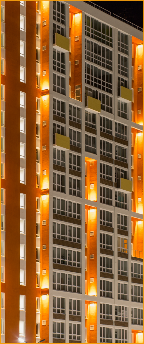 Архитектурно-художественная подсветка жилого комплекса "Клевер-парк" (г. Тюмень)