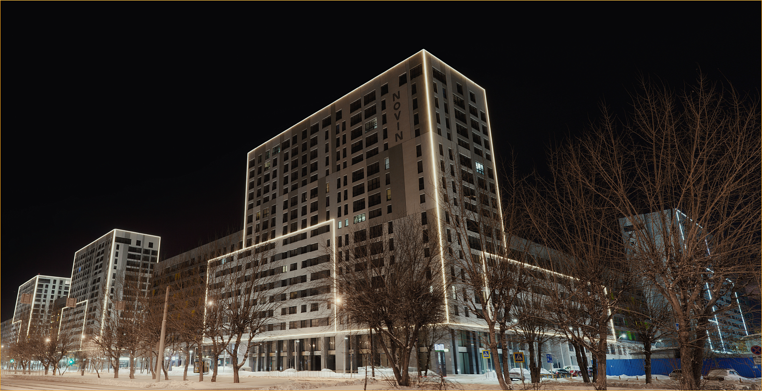 Архитектурно-художественная подсветка жилого комплекса "Новин квартал" (г. Тюмень)